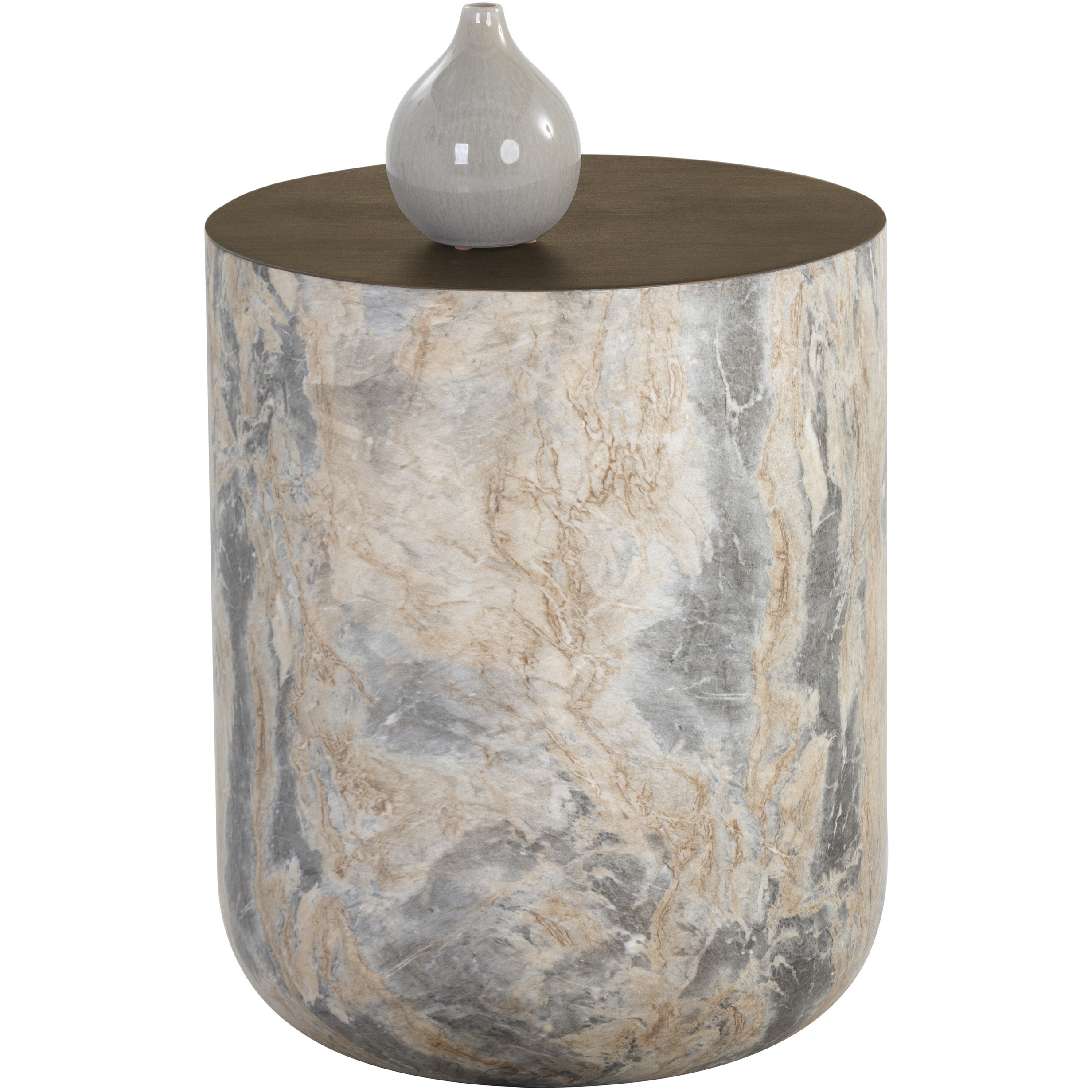 Diaz 20 X 16 inch Marble Look / Antique Brass Outdoor End Table